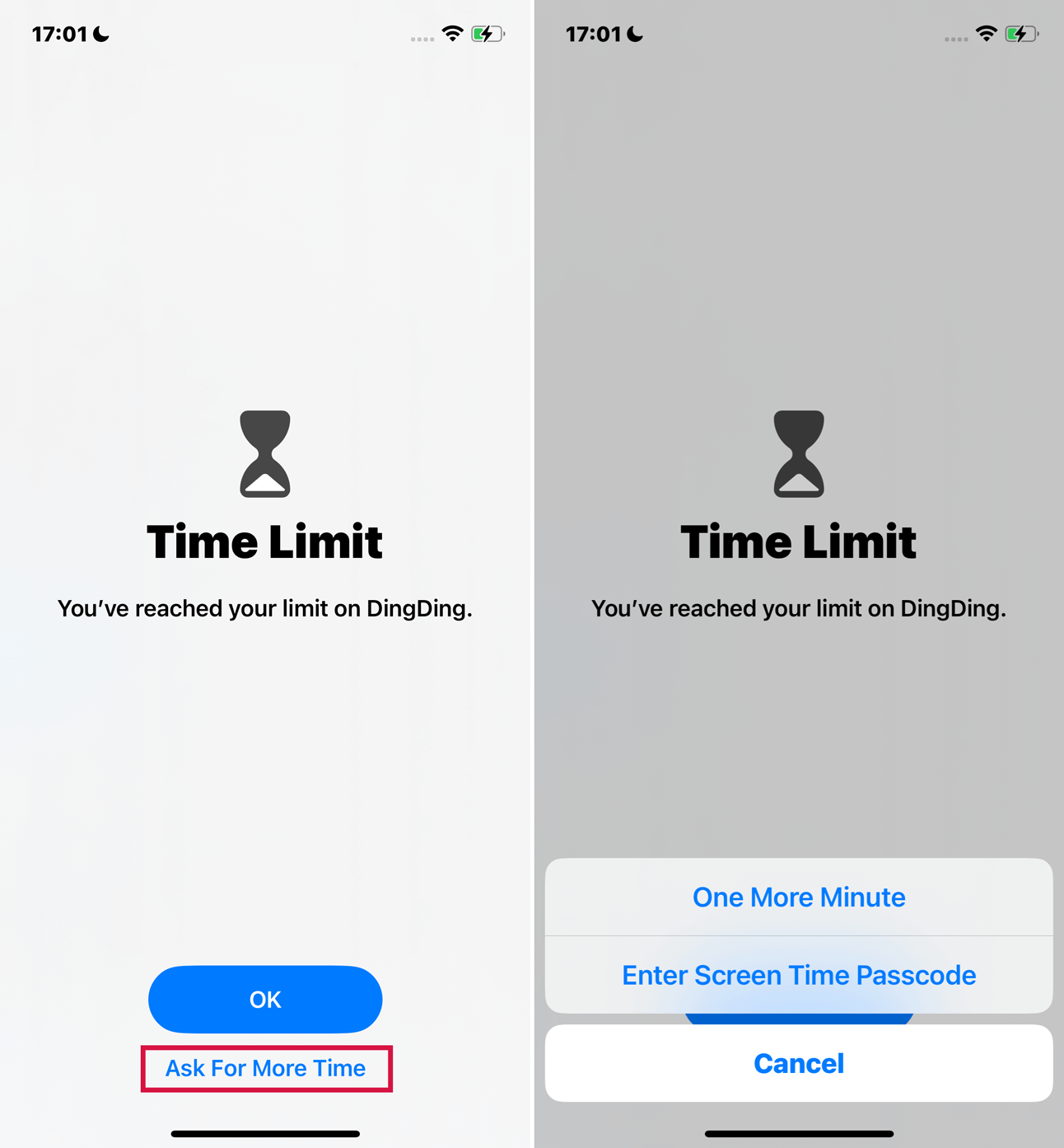  iPhone Timit Limit Ask For More Time