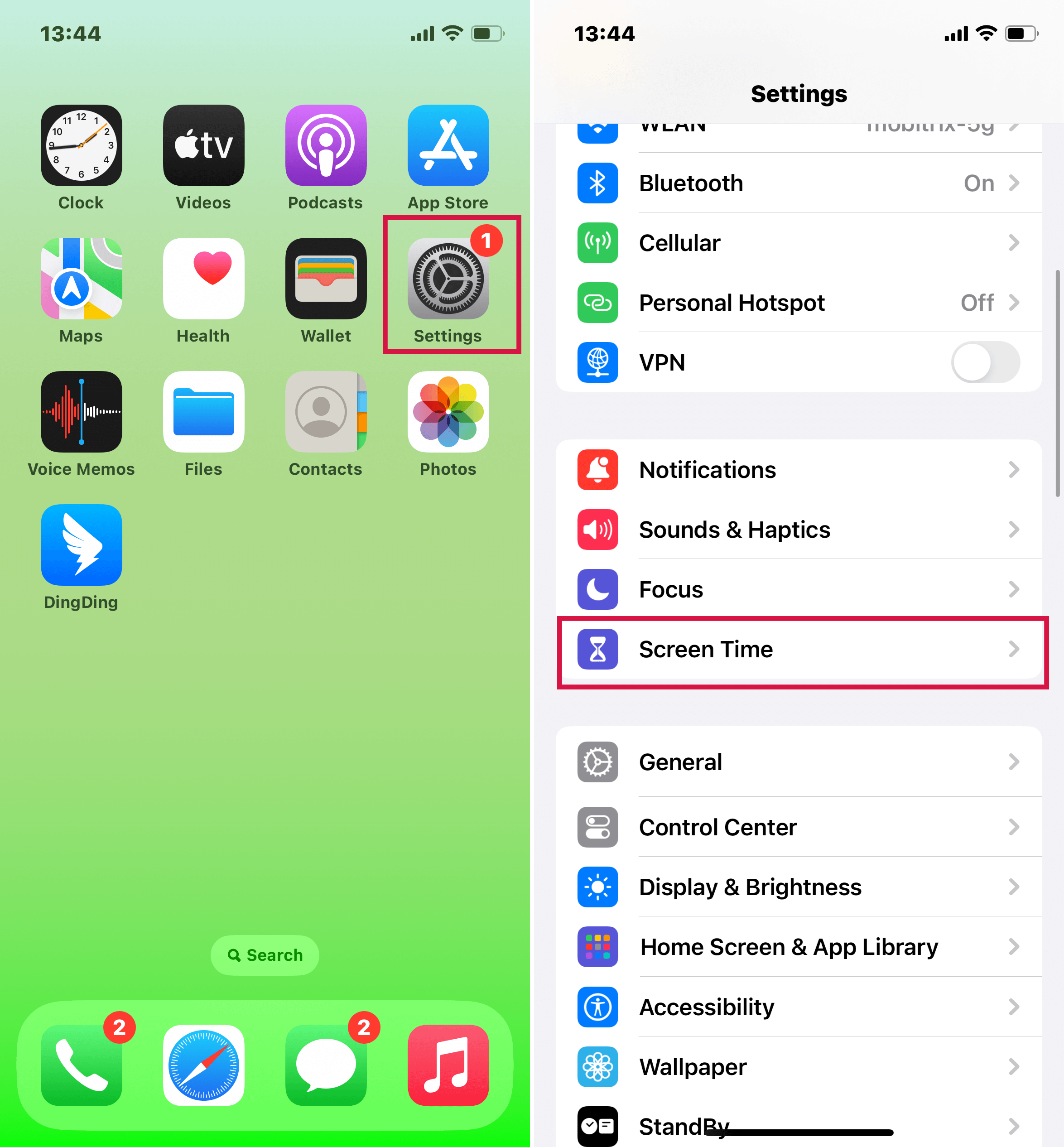 Find Screen Time within the Settings