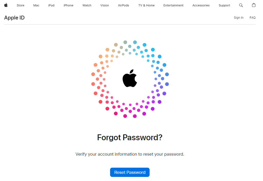 Apple's iForgot Page