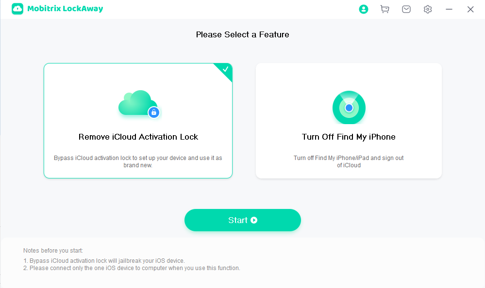 Mobitrix LockAway Choose Remove iCloud Activation Lock