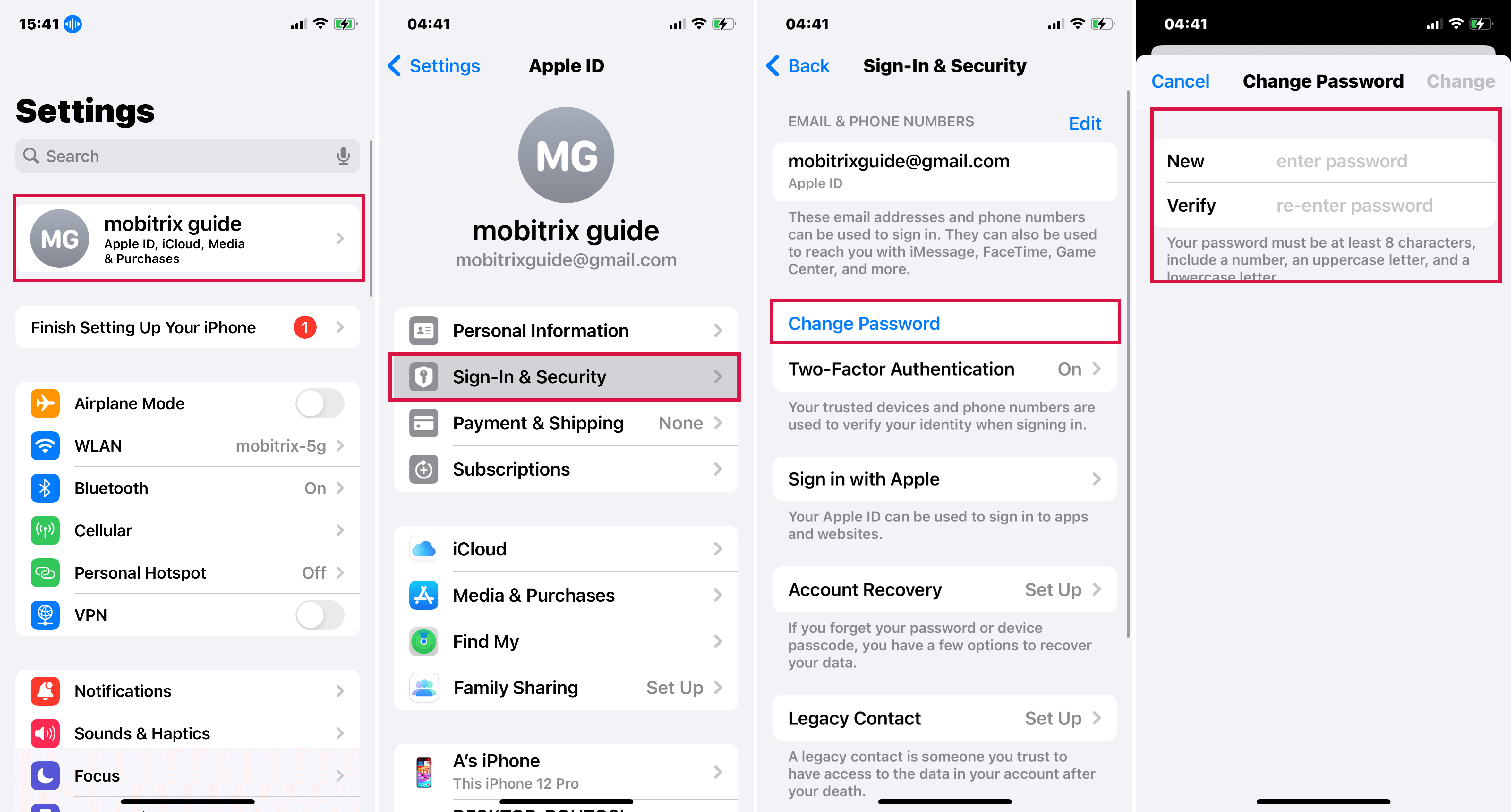 Change Apple ID Password on iPhone