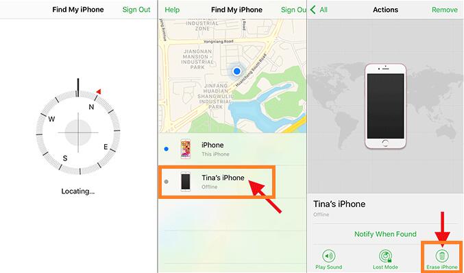 new find my iphone app erase