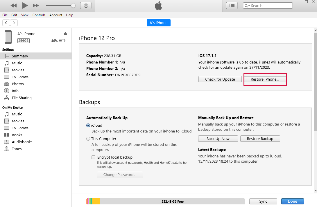 iTunes Restore iPhone iTunes Restore iPhone