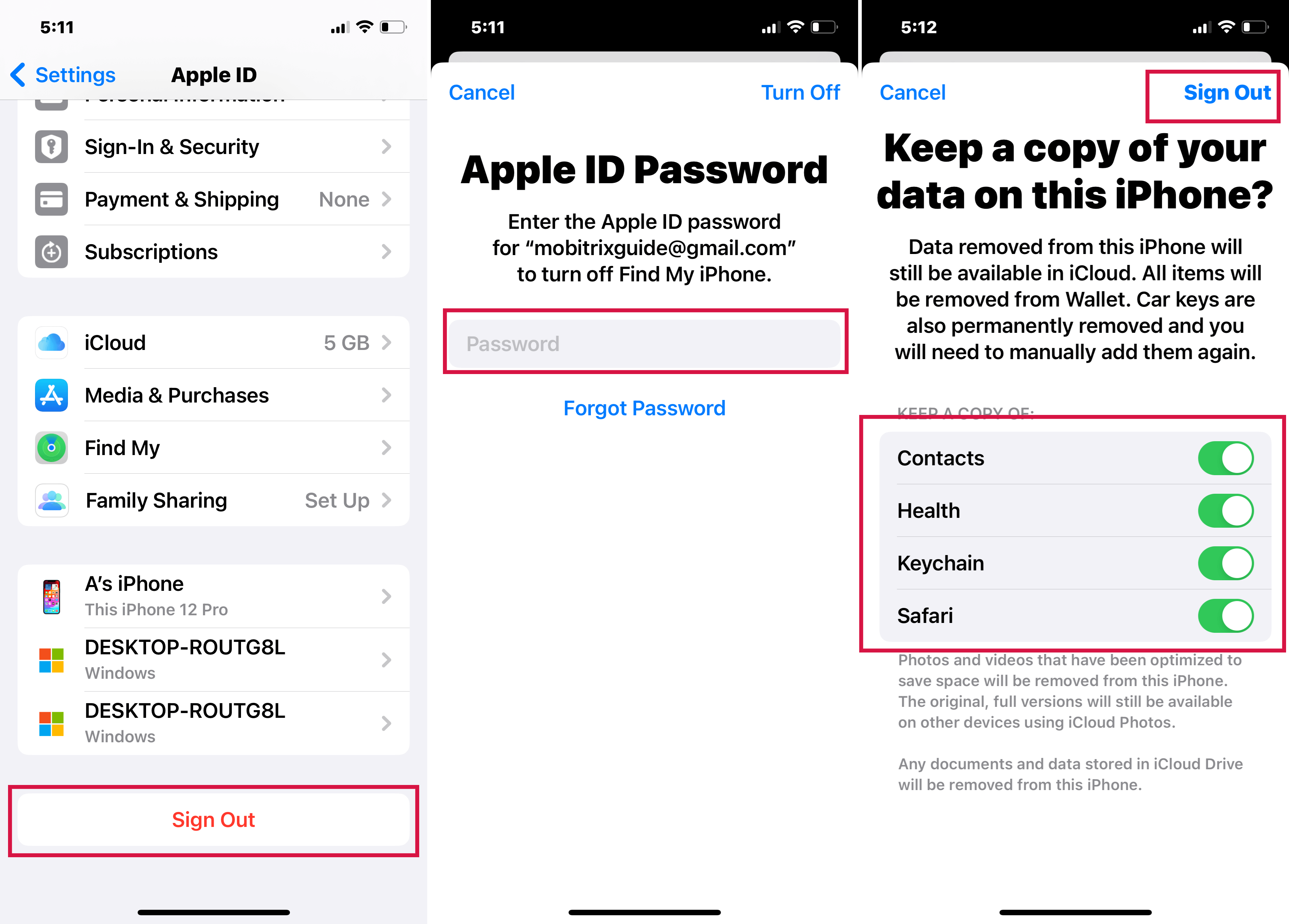 Sign out of your Apple ID in the Settings