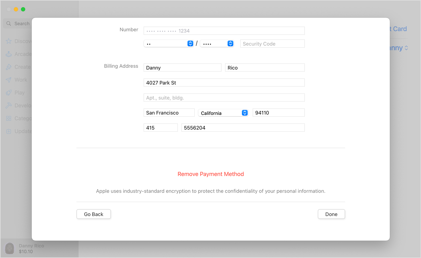 Add Payment on Mac