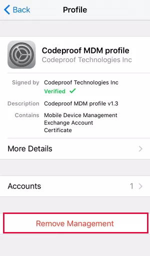 Remove Remote Management Iphone Via Settings Tap