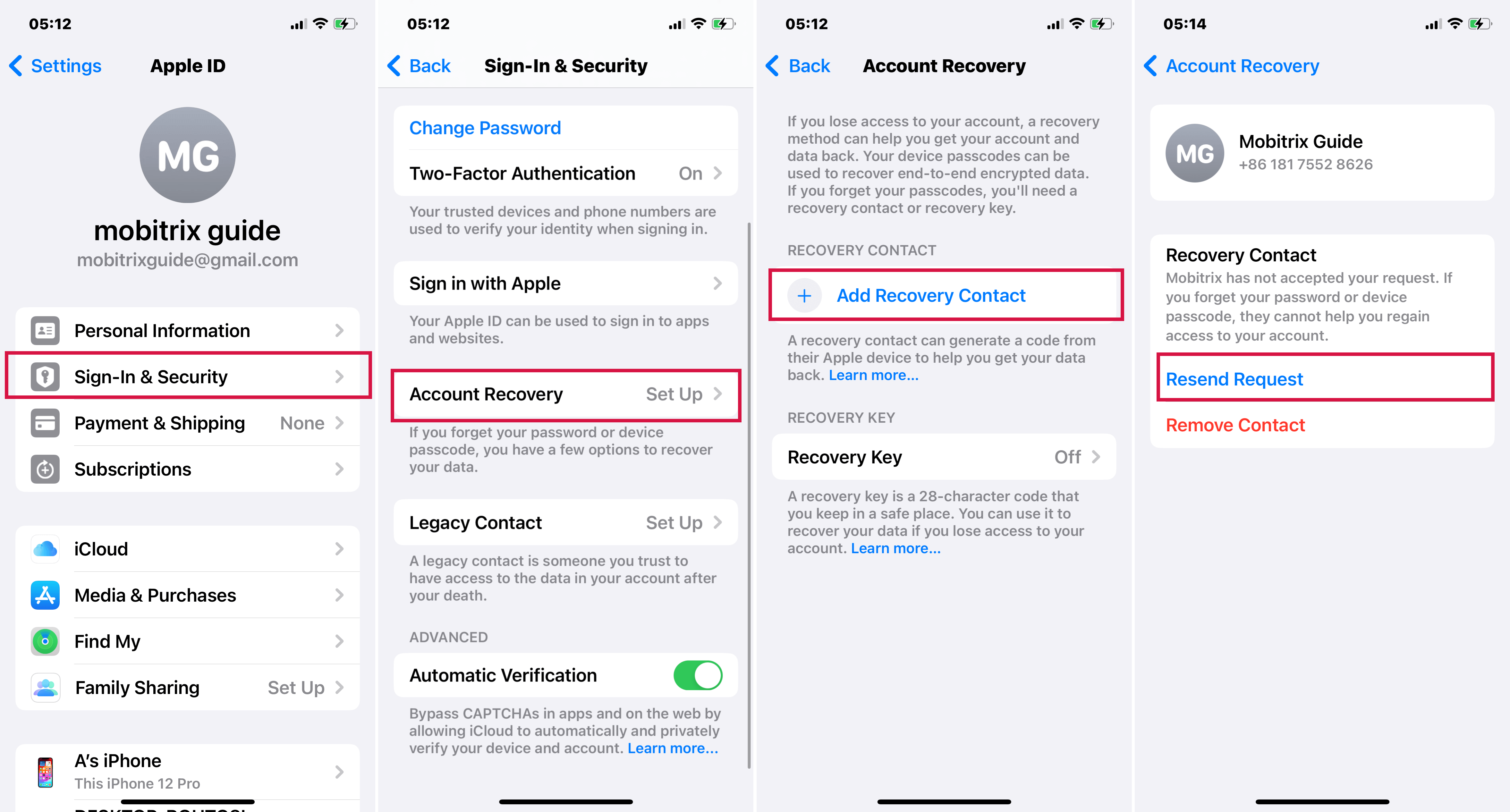 Add Recovery Contact on iPhone