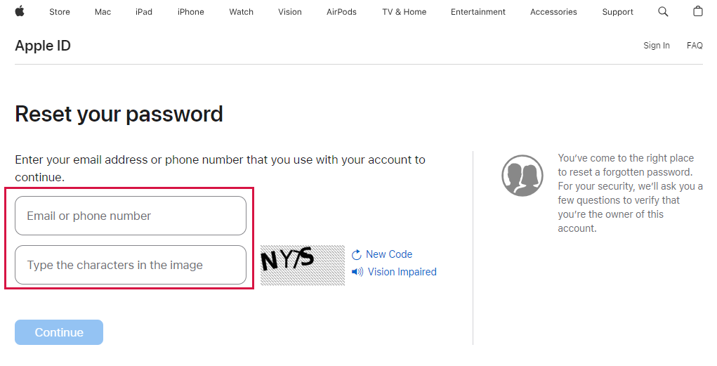 Reset Apple ID Password Via iForgot Website