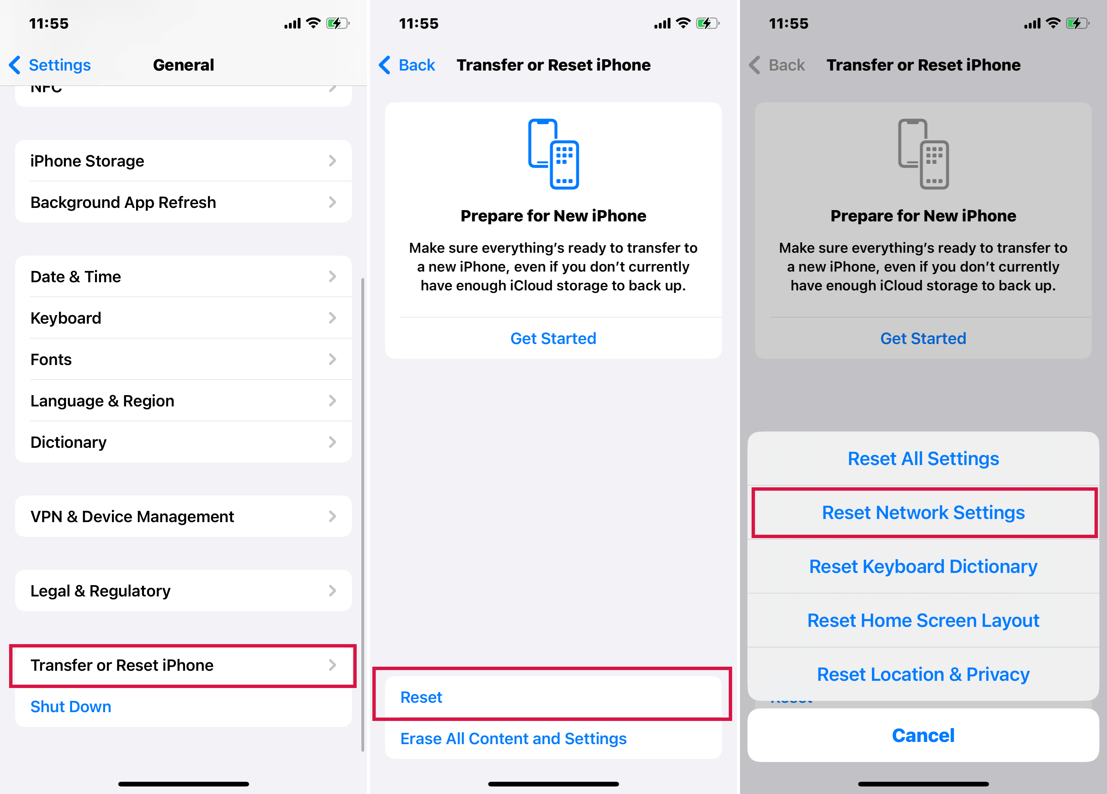 Reset Network Settings on iPhone