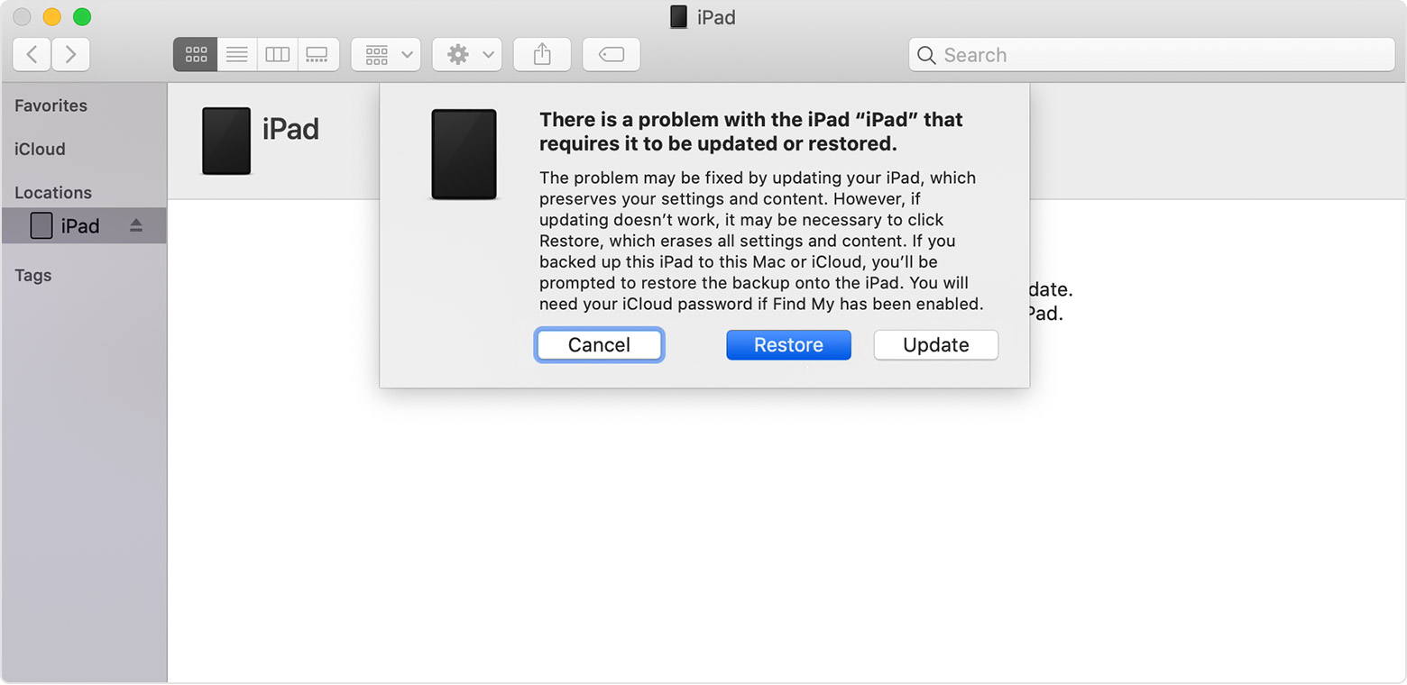 iTunes Click Restore iPad