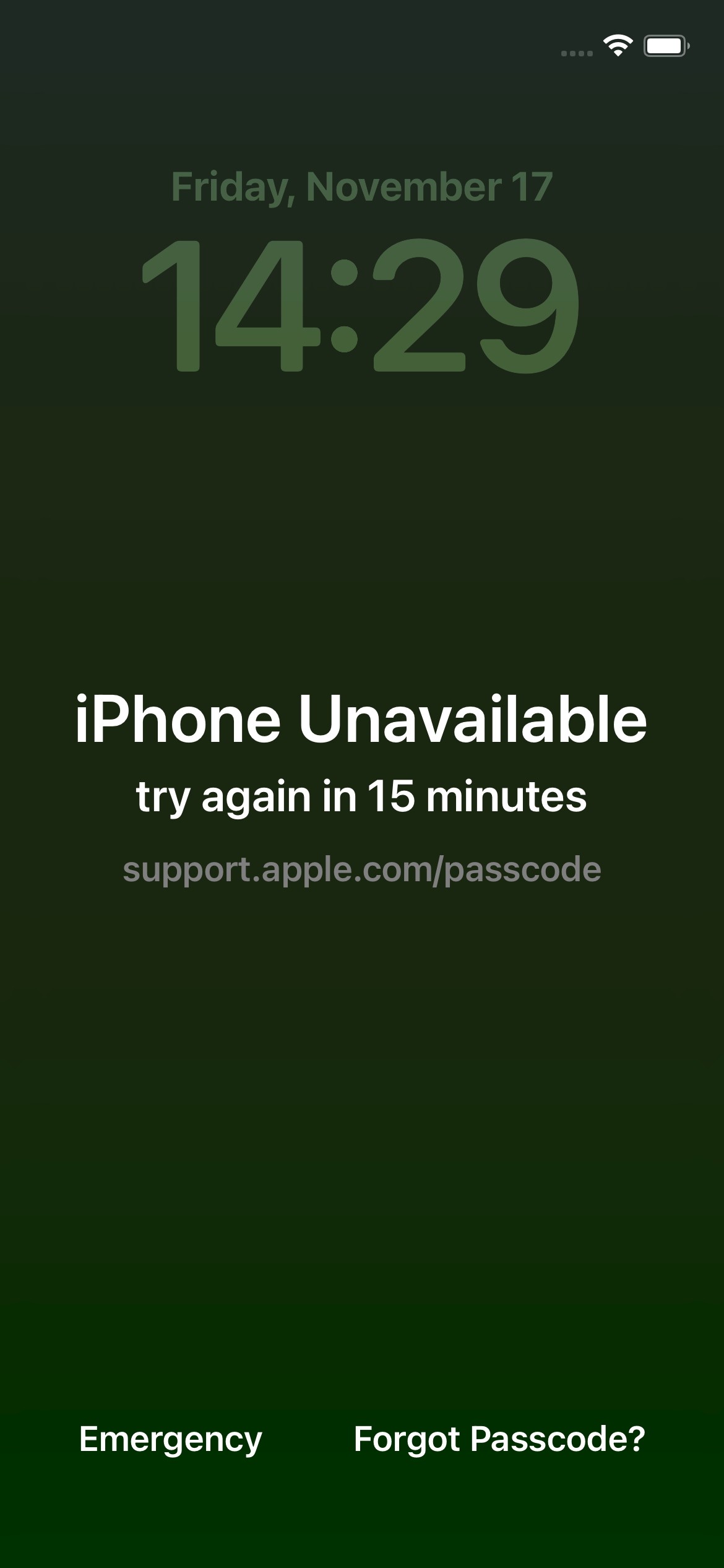 iPhone Unavailable Try Again in 15 Minutes Interface