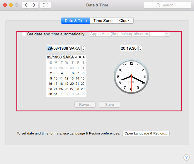 Set Date and Time on Mac