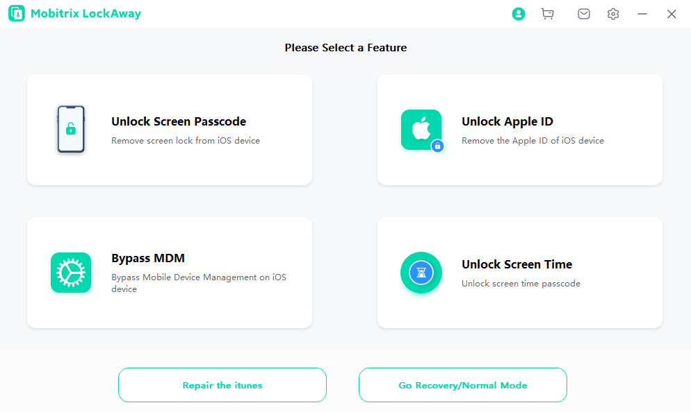 Mobitrix LockAway Unlock Apple ID Interface