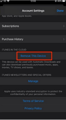 remove apple id removing this device