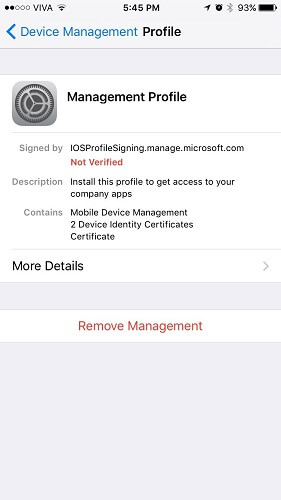 Remove MDM Management on Settings