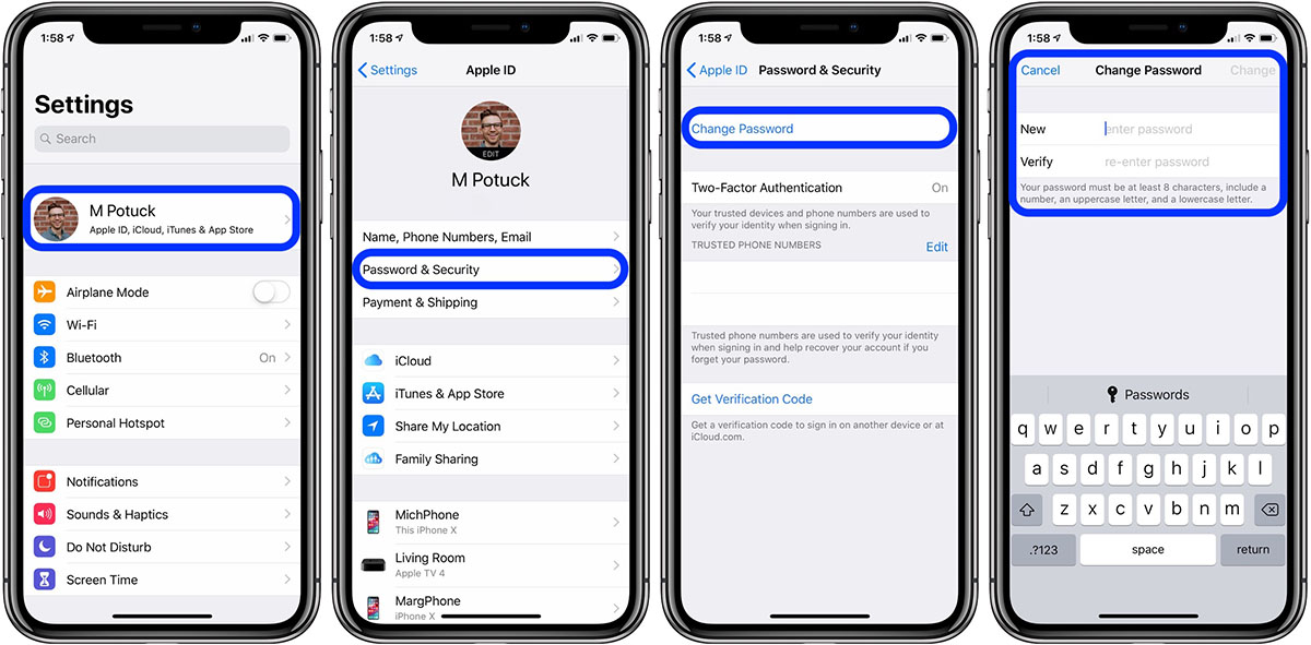 reset apple id password iphone