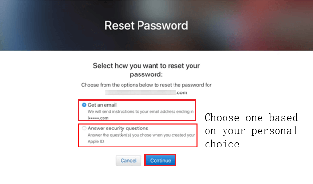 Reset Via iForget By Security Questions