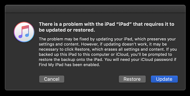 restore ipad via itunes