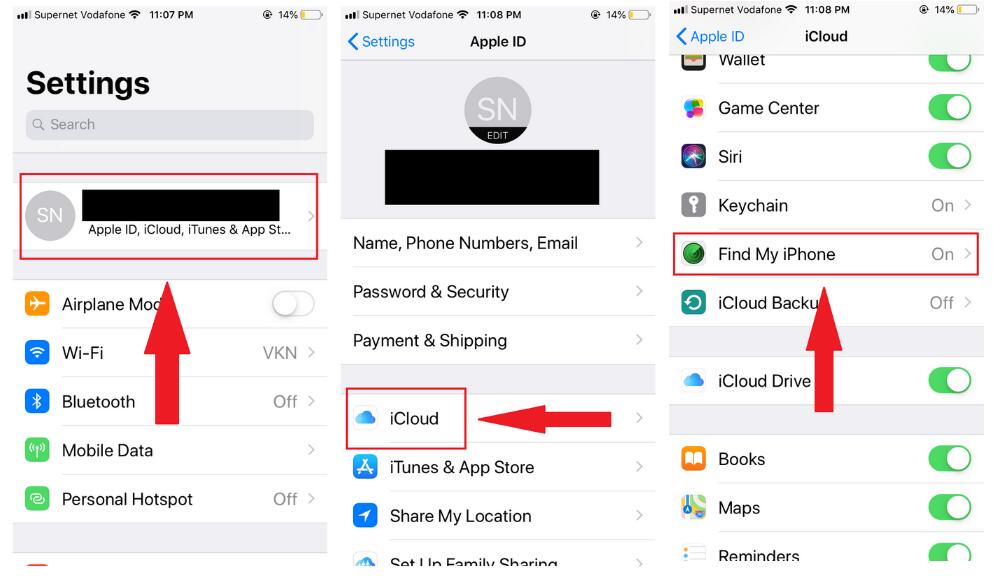 steps how to turn off find my iphone