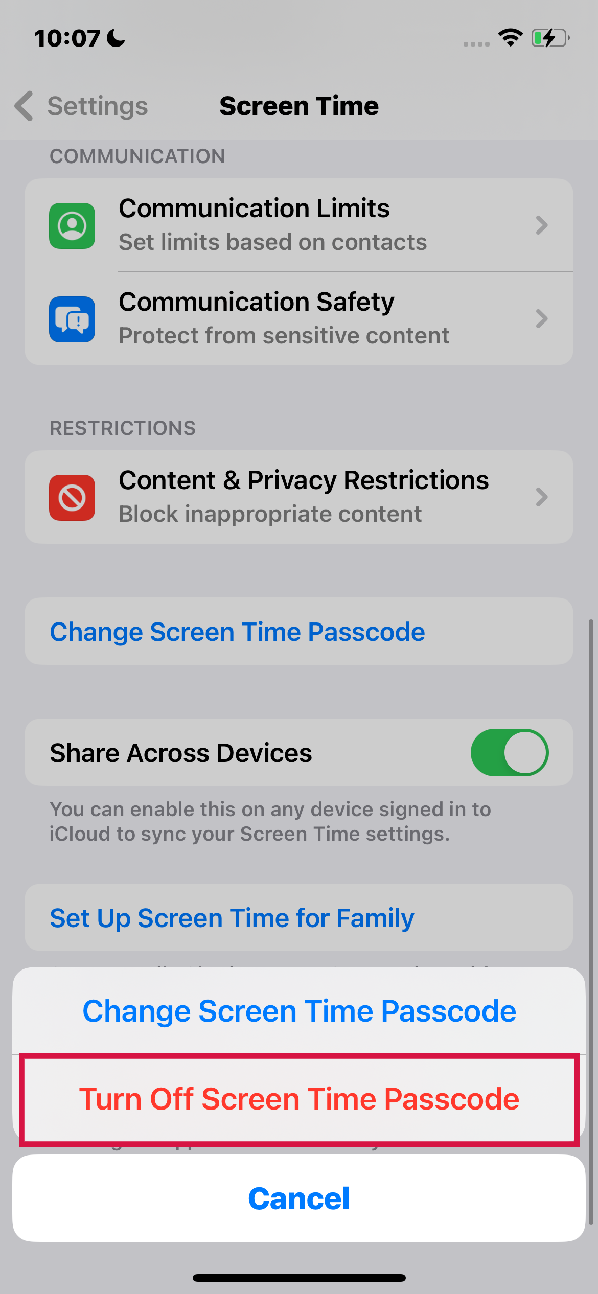 Turn Off Screen Time Passcode on iPhone