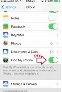turn off find my iphone