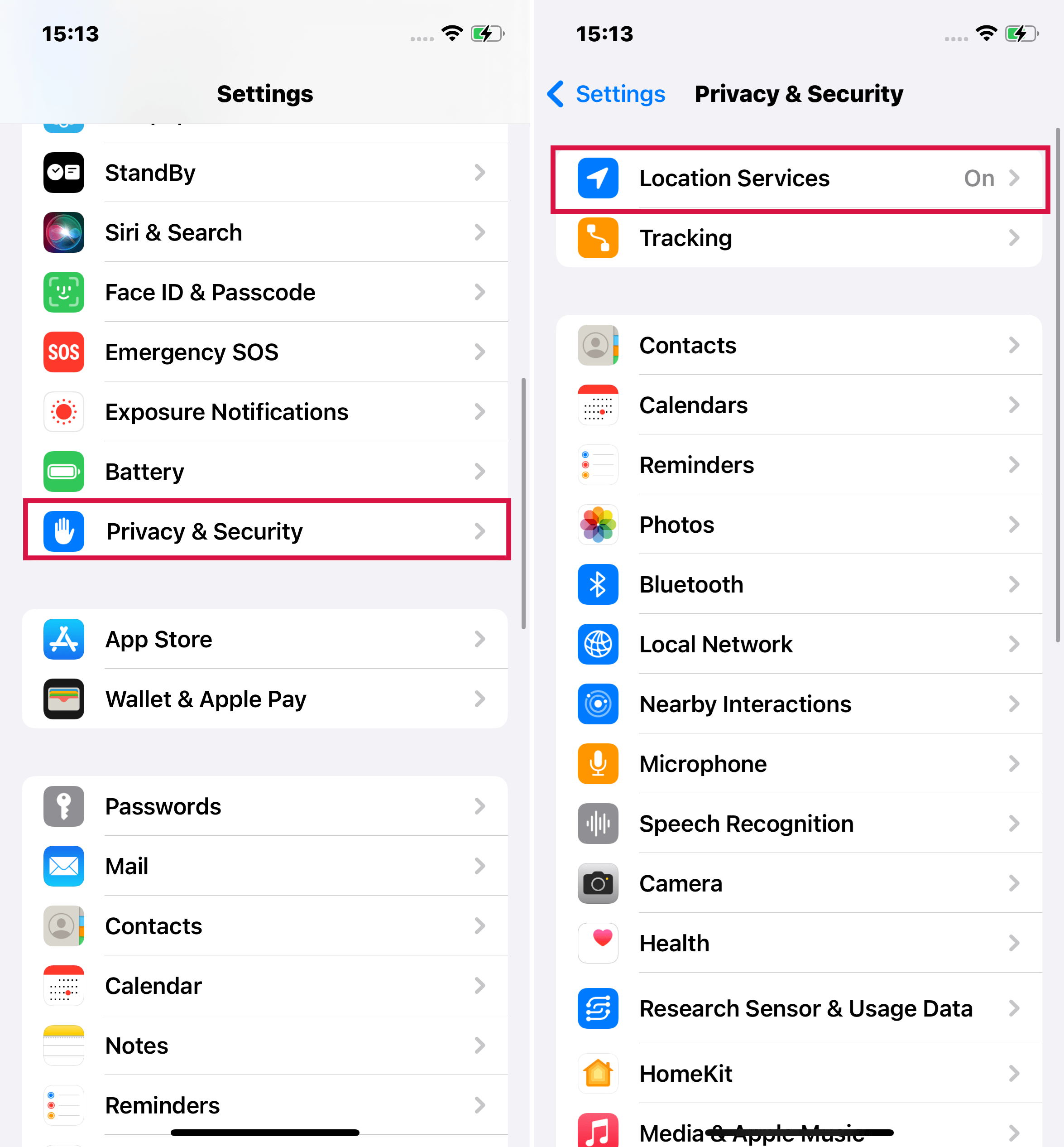 Turn off Location Services on iPhone