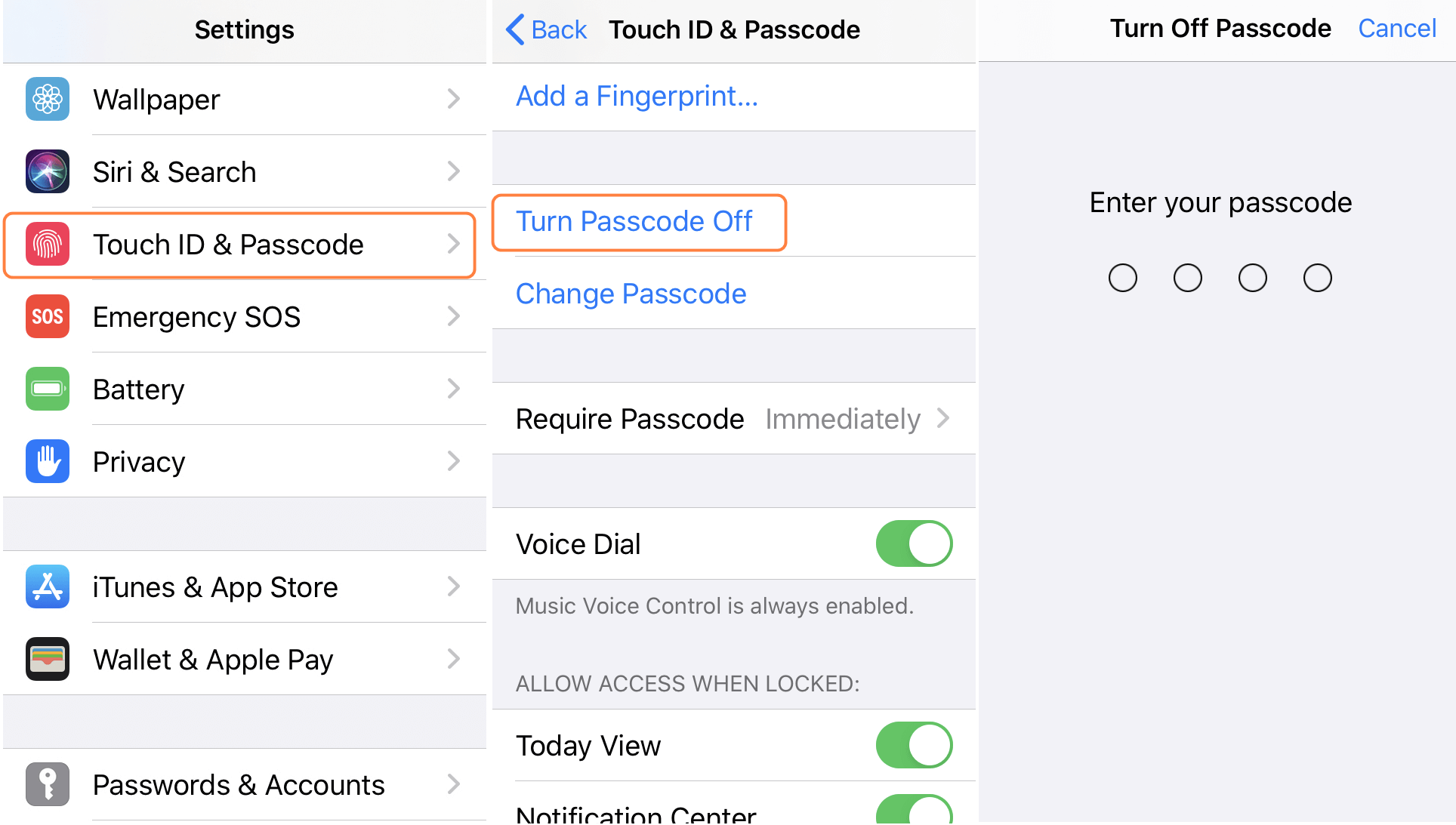 Turn Off the Passcode on iPhone Models Earlier Than the iPhone X