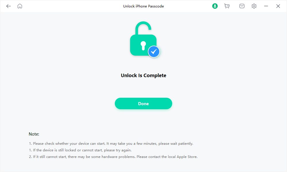 unlock screen passcode unlock is complete