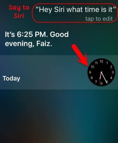 Siriに時間を尋ねる