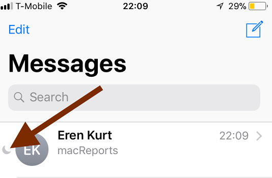 Sehen Sie das Mondsymbol über iMessage