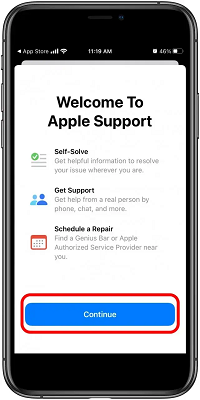 restablecer iphone a través de la app de soporte técnico de Apple