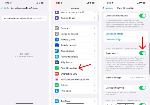 Activa la opción de desbloquear con el Apple Watch