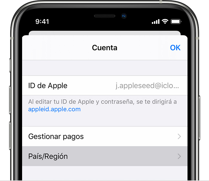 Toca País/Región.