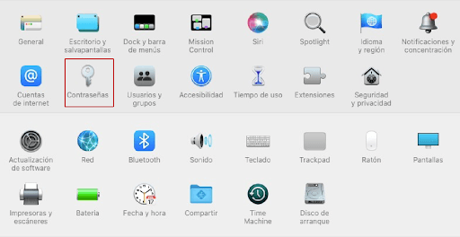 Haz clic en Contraseñas en las preferencias del sistema