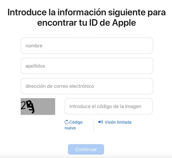 Introduce la información de tu Apple ID