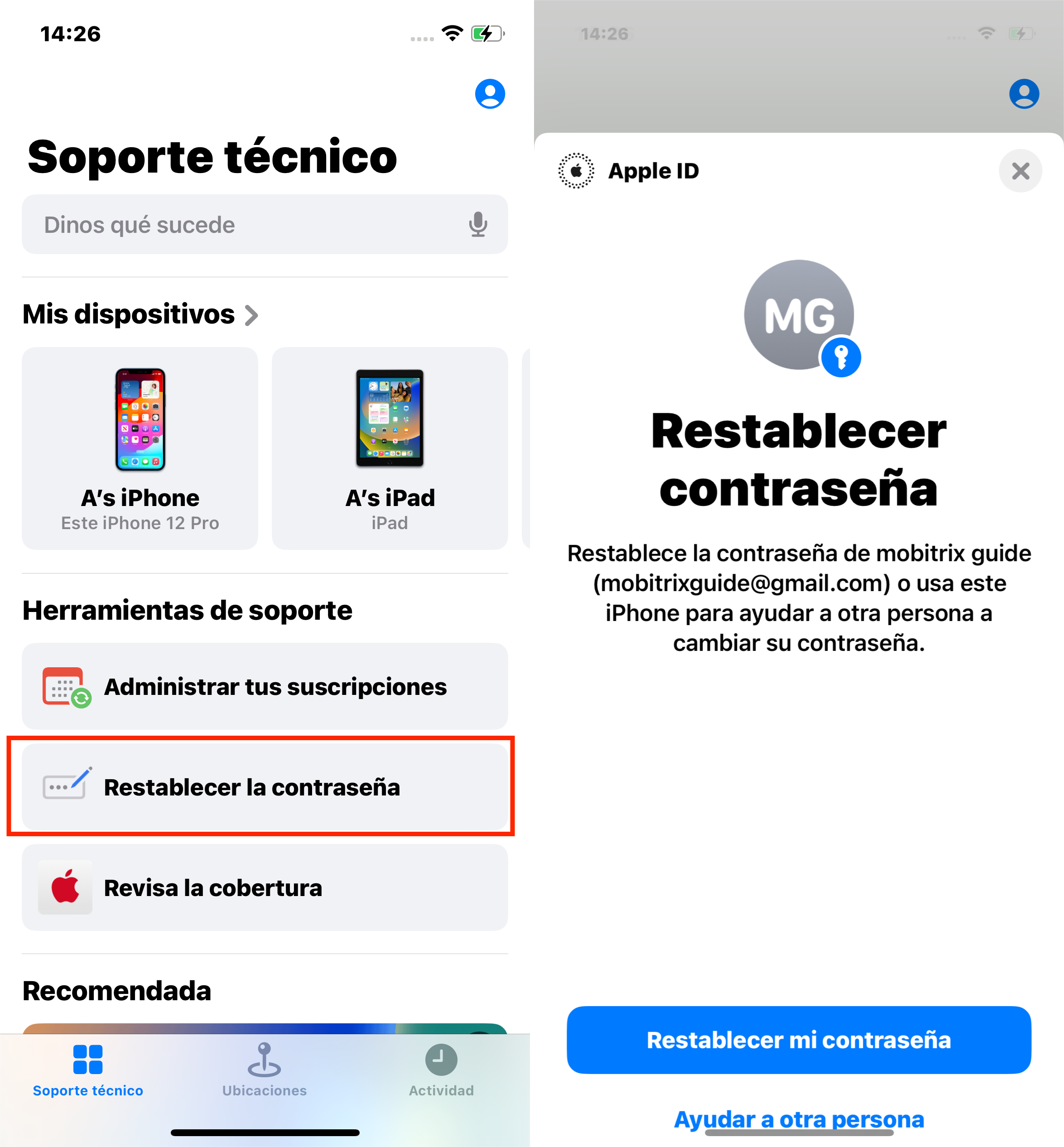 Iphone Aplicación De Soporte De Apple Restablecer La Contraseña 