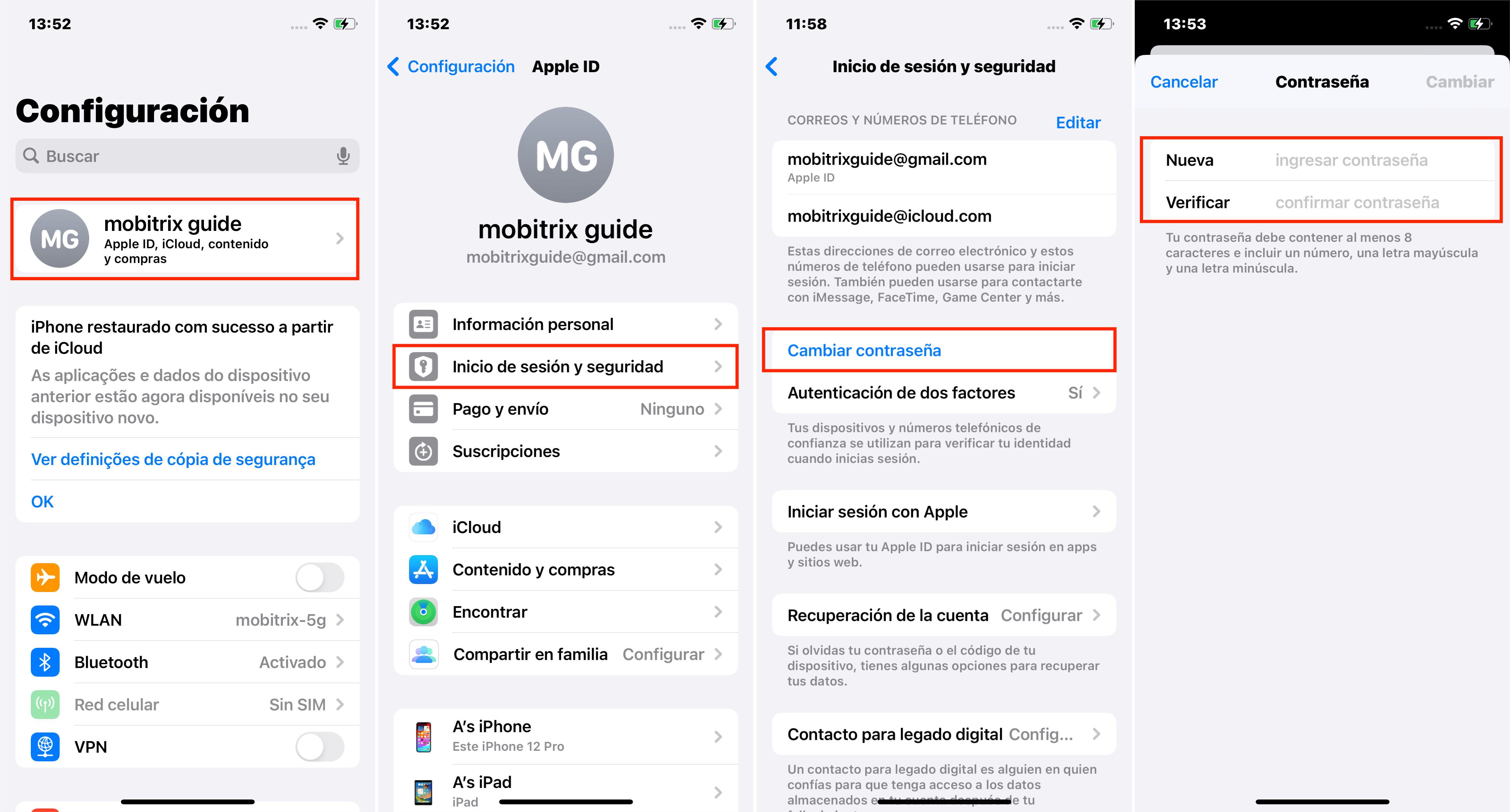 Pasos para restablecer la contraseña en la configuración de un iPhone