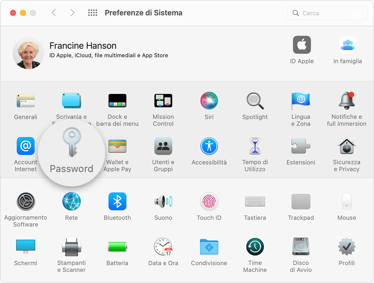 Fai clic su Password