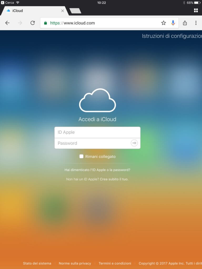 Accedi su iCloud