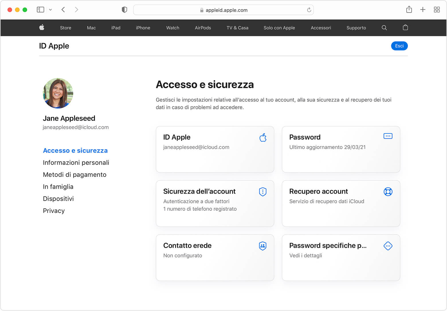 Accedi con il tuo ID Apple sul web