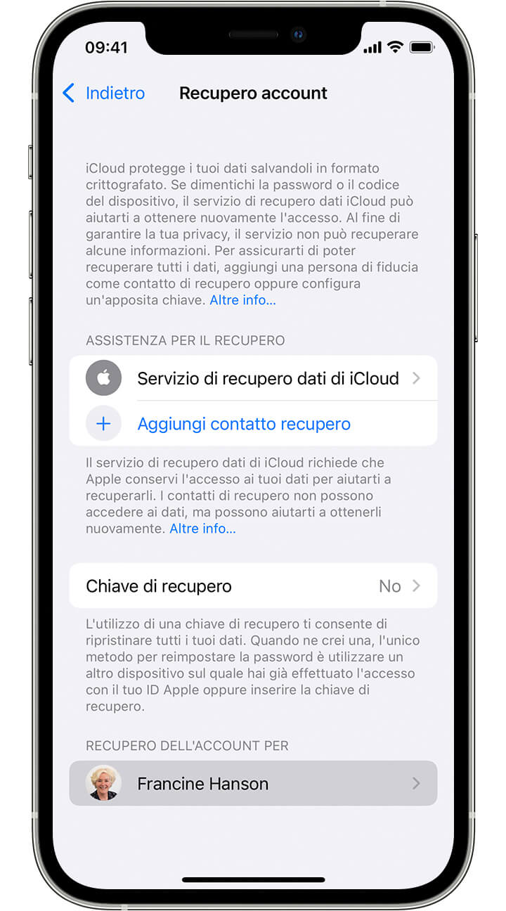 Tocca Chiave di recupero