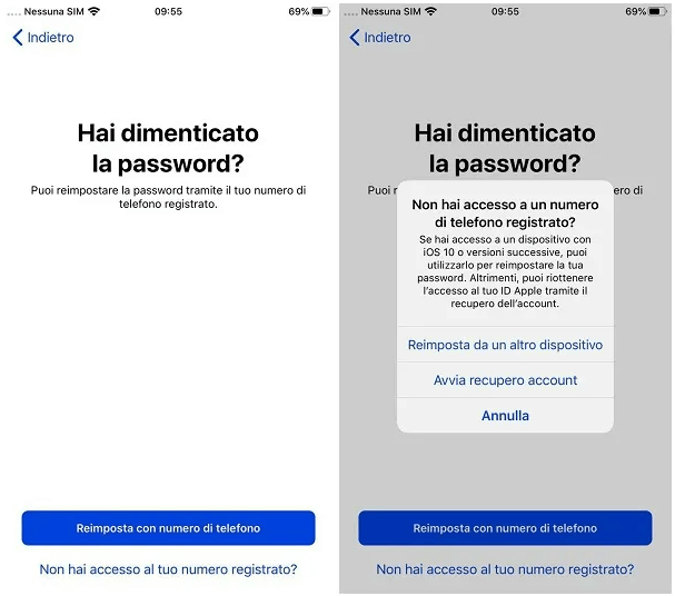 Avvia il recupero dell’account