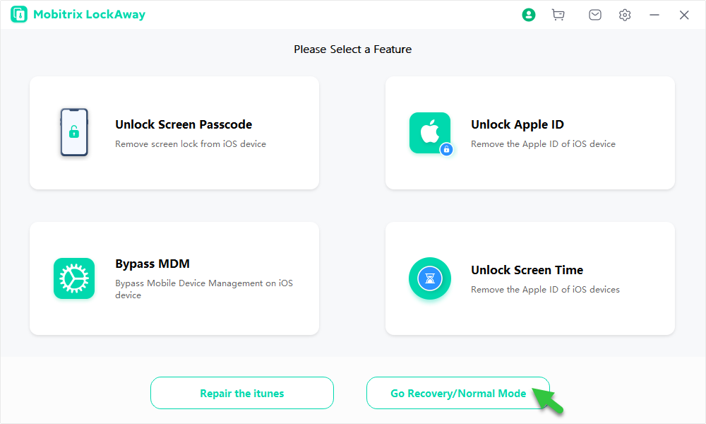 Mobitrix LockAway - Home - Go recovery or dfu mode