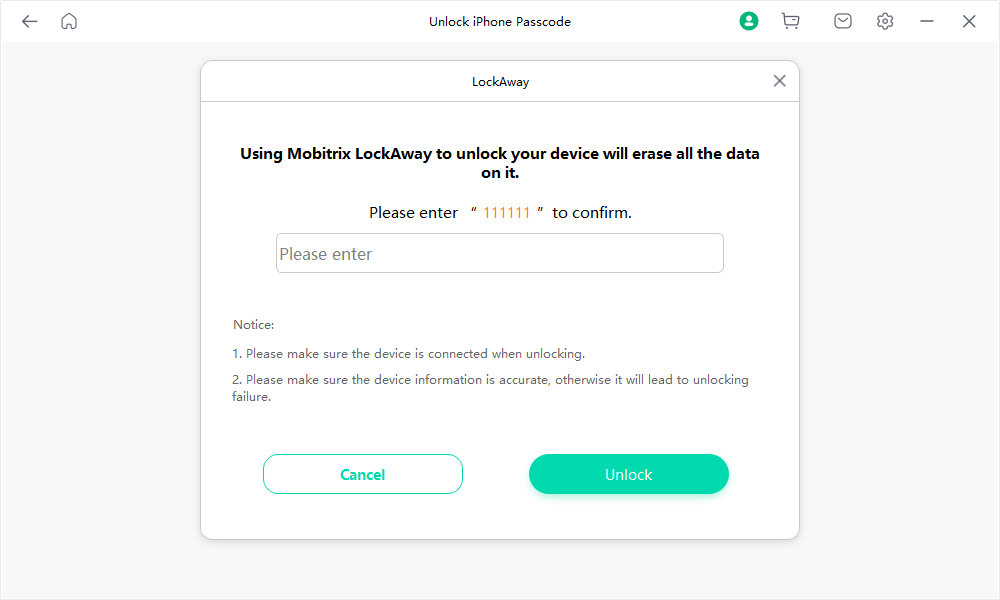 Mobitrix LockAway - Unlock Screen Passcode - Enter ones to unlock devices