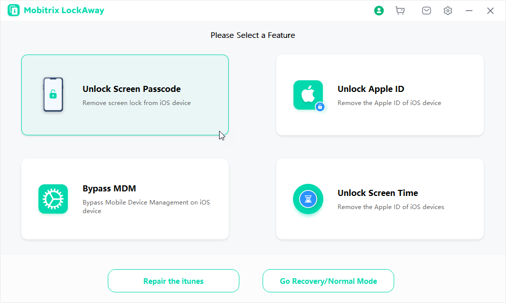 Mobitrix LockAway - Unlock Screen Passcode Home Menu