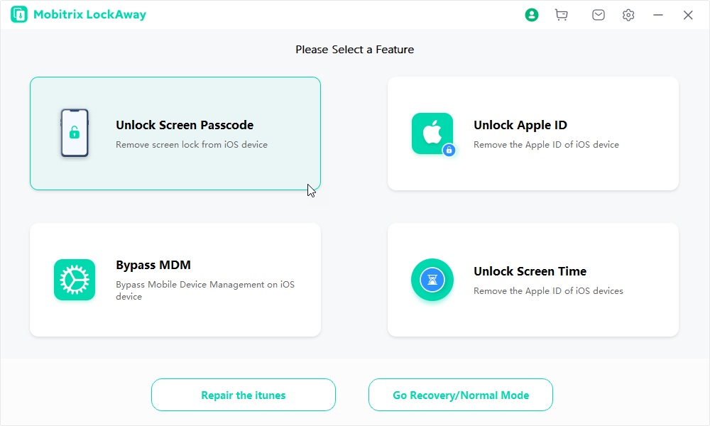 Mobitrix LockAway Unlock Screen Passcode Interface