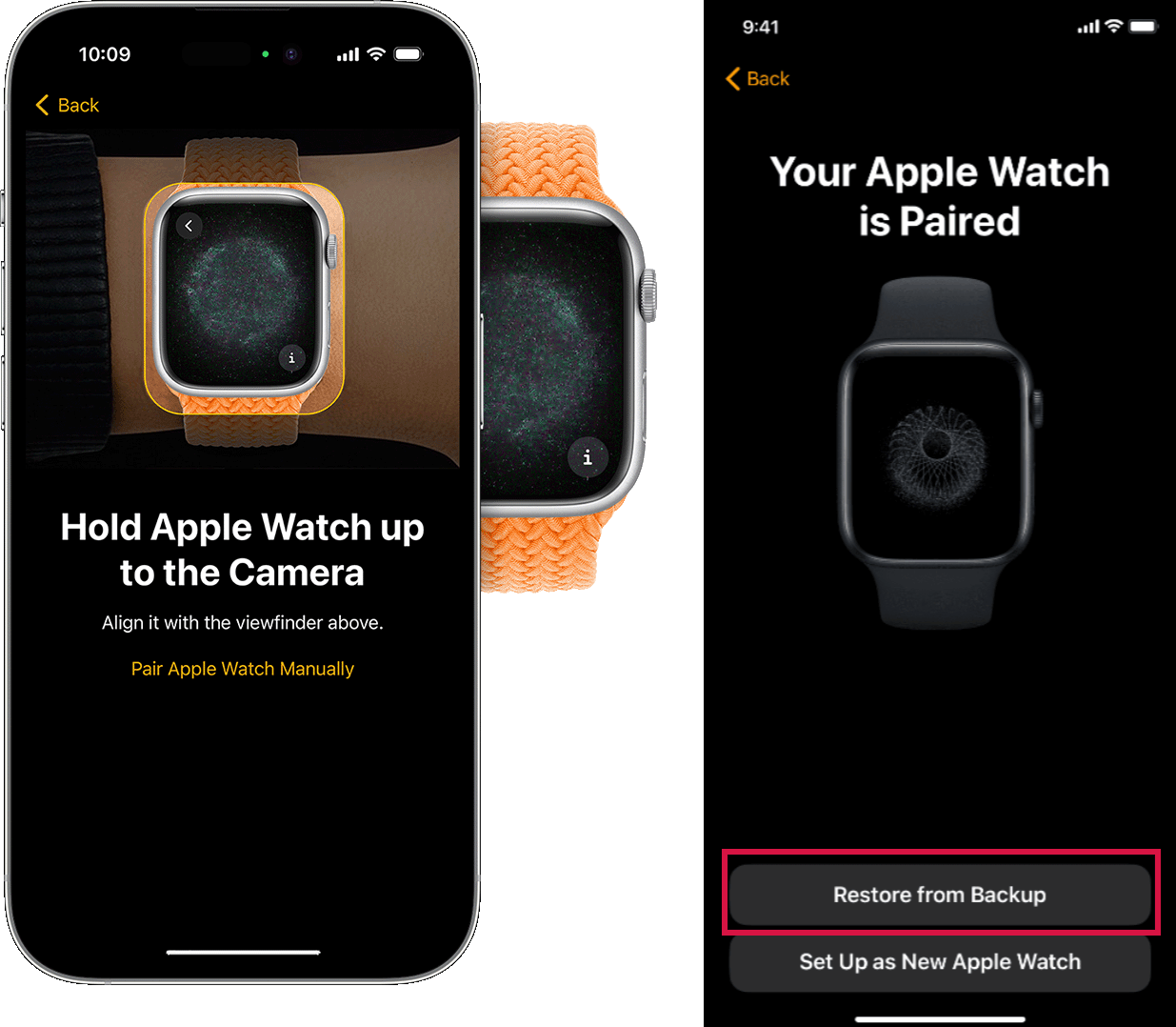 Hold Apple Watch up to the Camara to Initiate Pairing