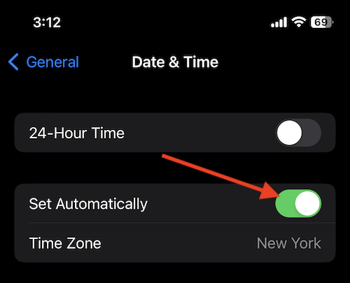 Set automatic date and time