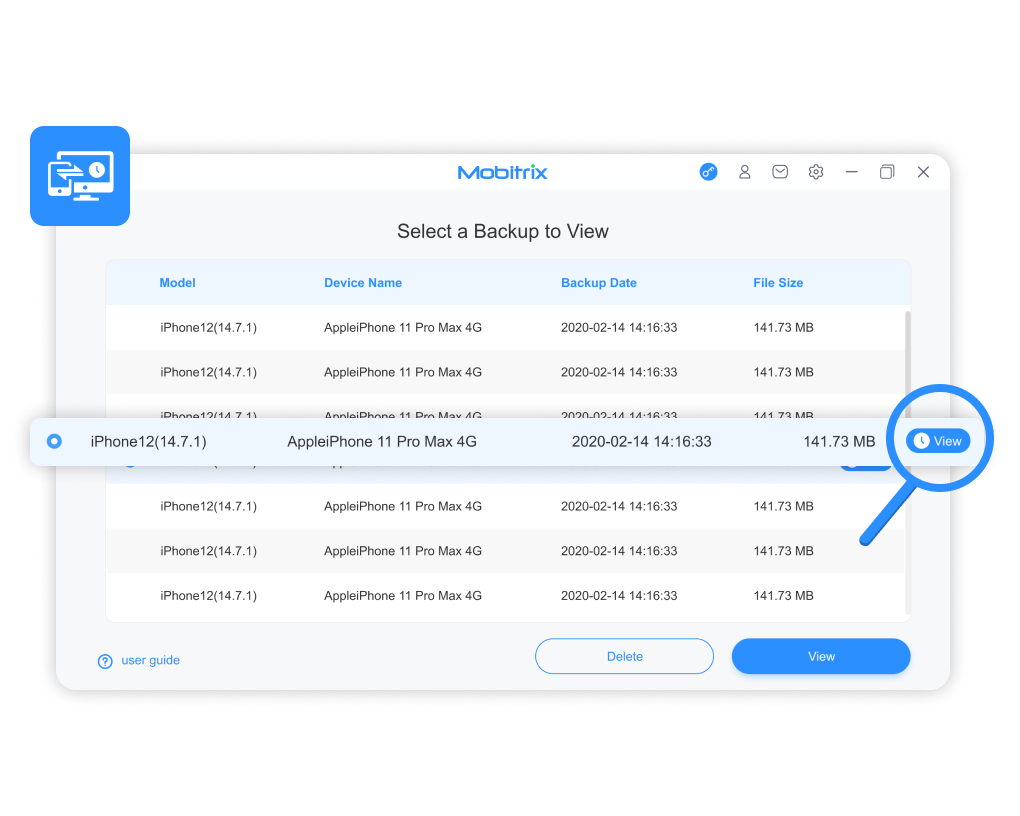 Mobitrix Toolkit Preview Backup Content