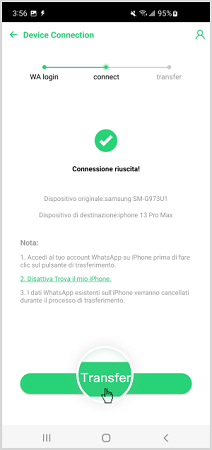Trasferisci i dati WhatsApp su iPhone